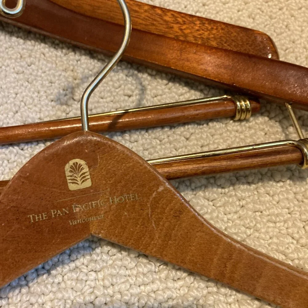 Share Vtg Wooden Hangers The Pan Pacific Hotel Vancouver Canada WISHBONE 11